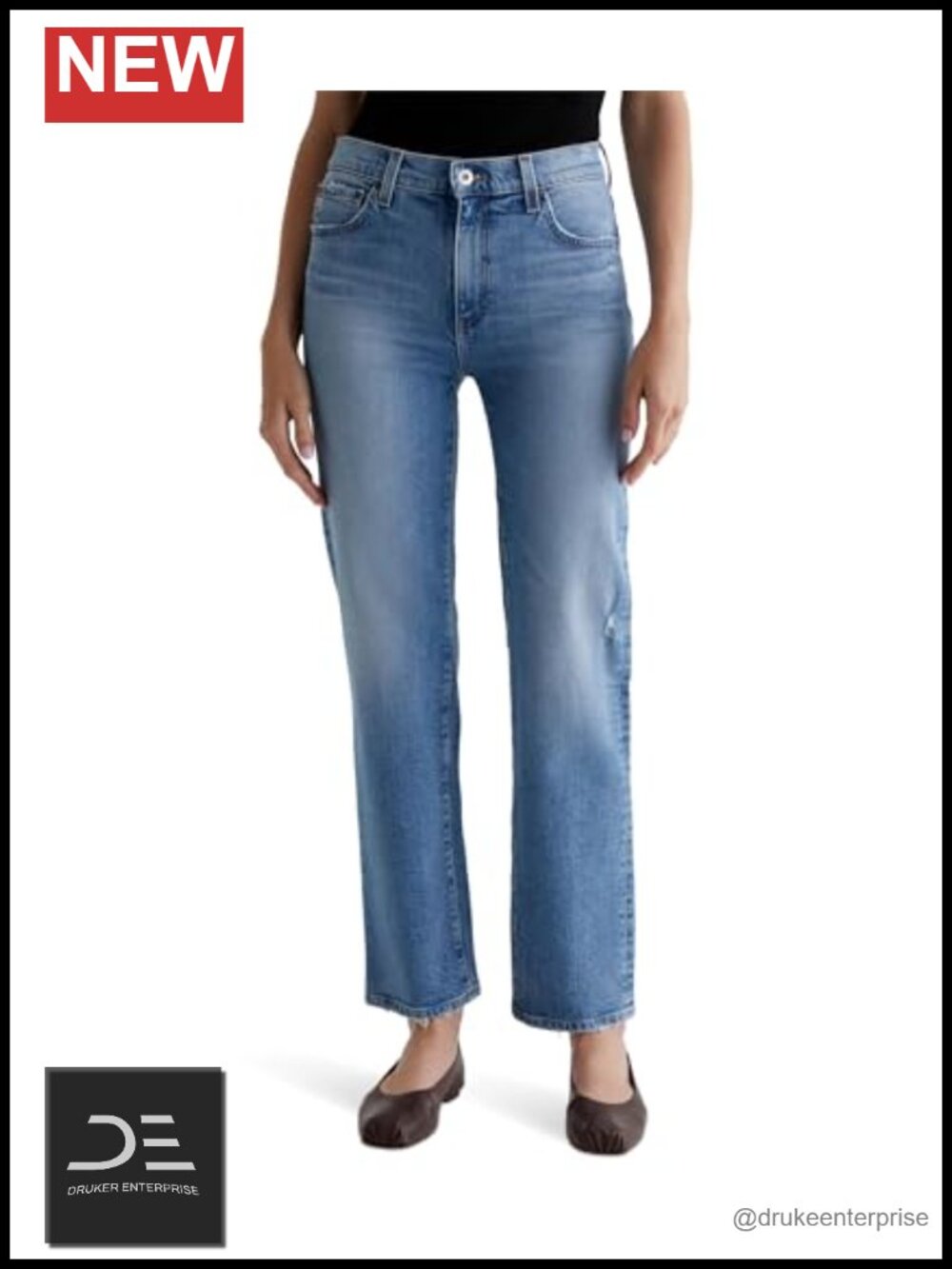 AG Adriano Goldschmied Women's Brinley Mid Rise Straight Jeans Cotton Elastane